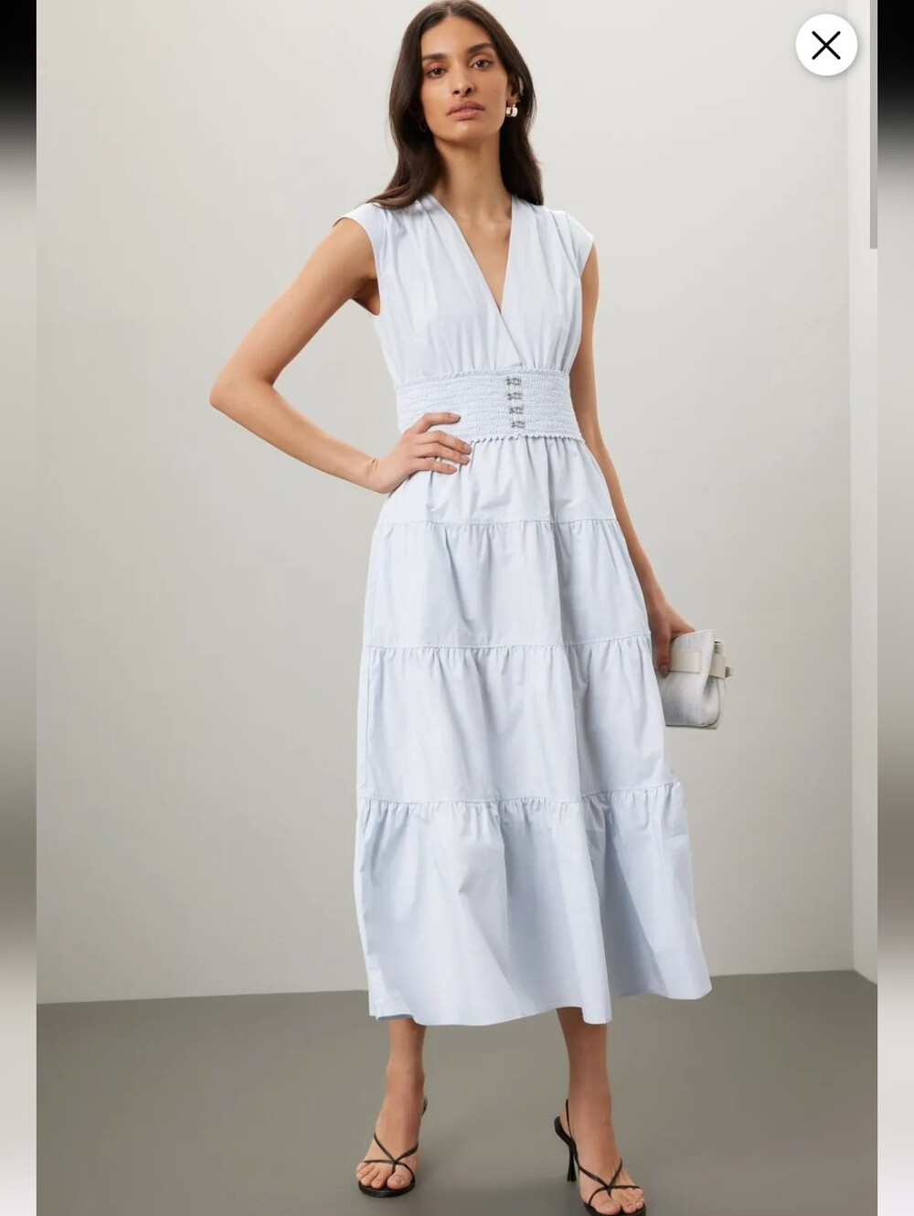 Derek Lam Tiered Blue Midi Tank Dress Size 52